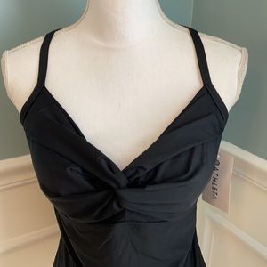 Athleta Twist Up Tankini Top Size 38B/C Black EUC
